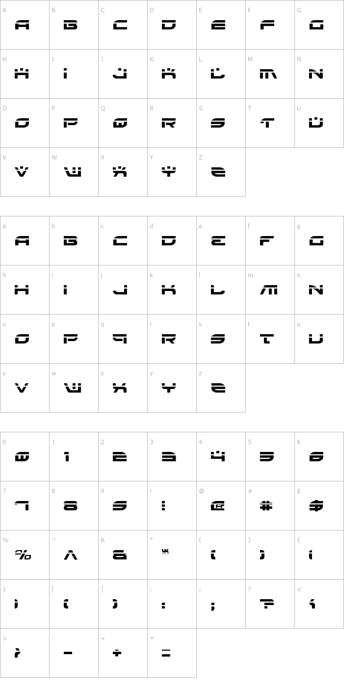 Character Map Battlefield Laser Font