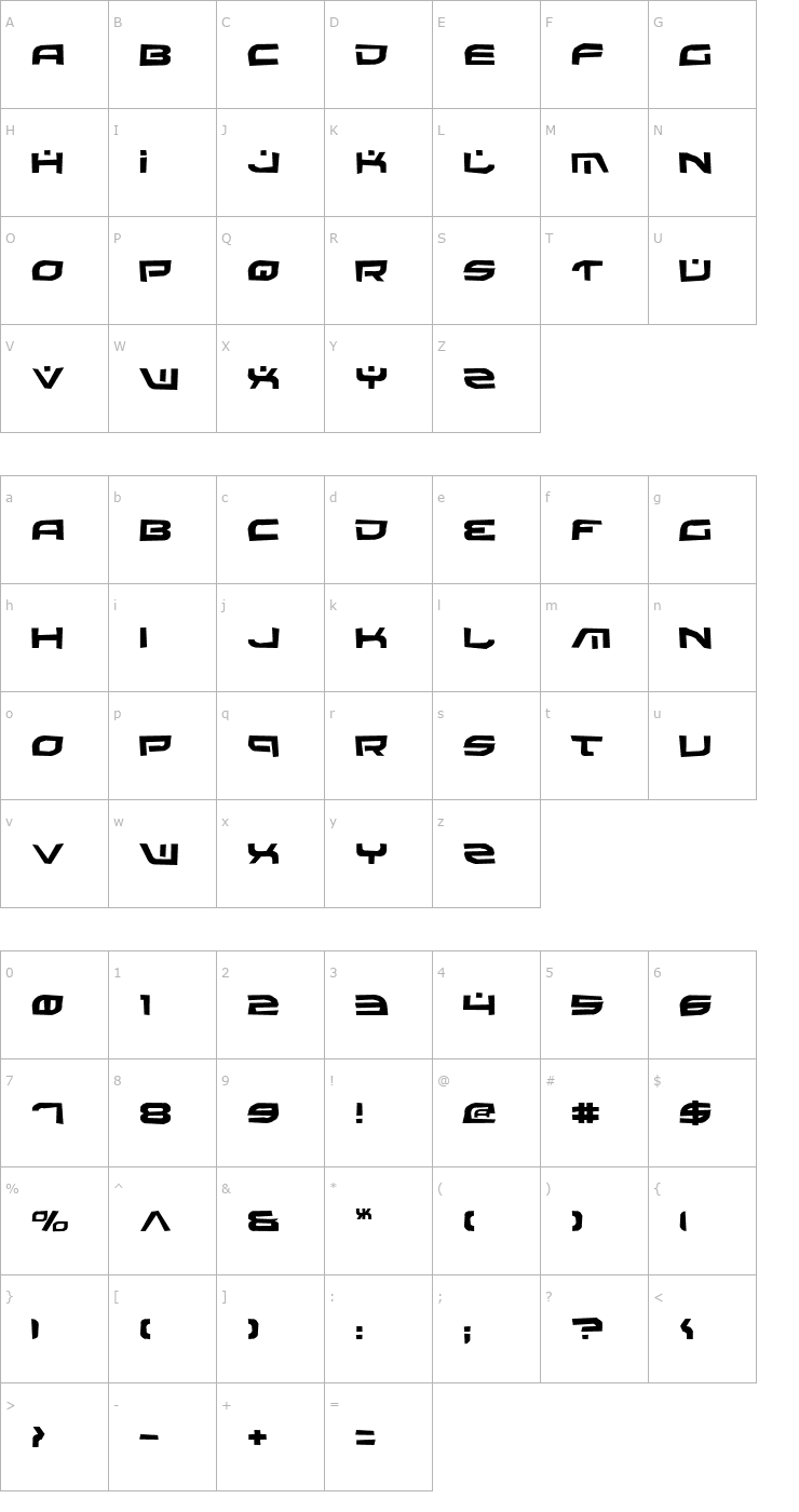 Character Map Battlefield Rock Font