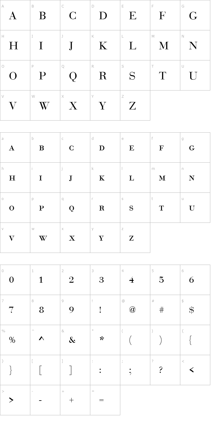 Character Map BauerBodDCDReg Font