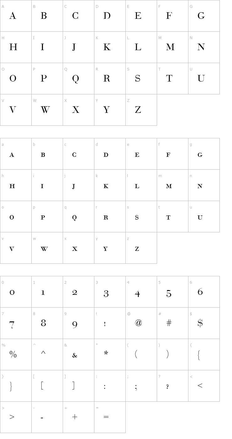 Character Map BauerBodSCDReg Font