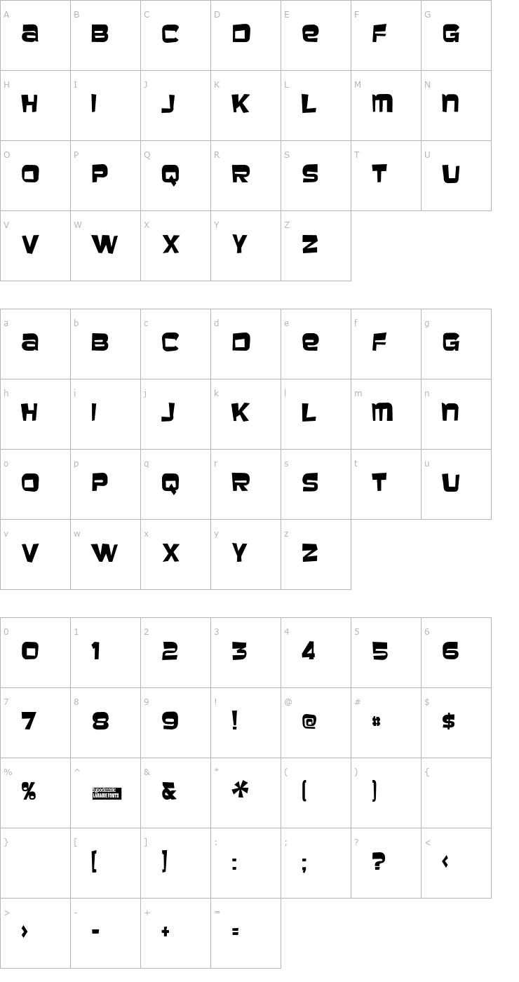 Character Map Baveuse Font