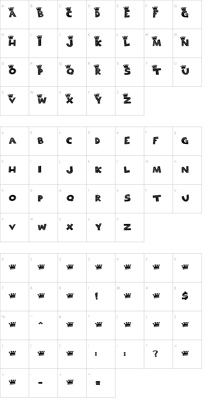 Character Map Bayou Cowboy Font