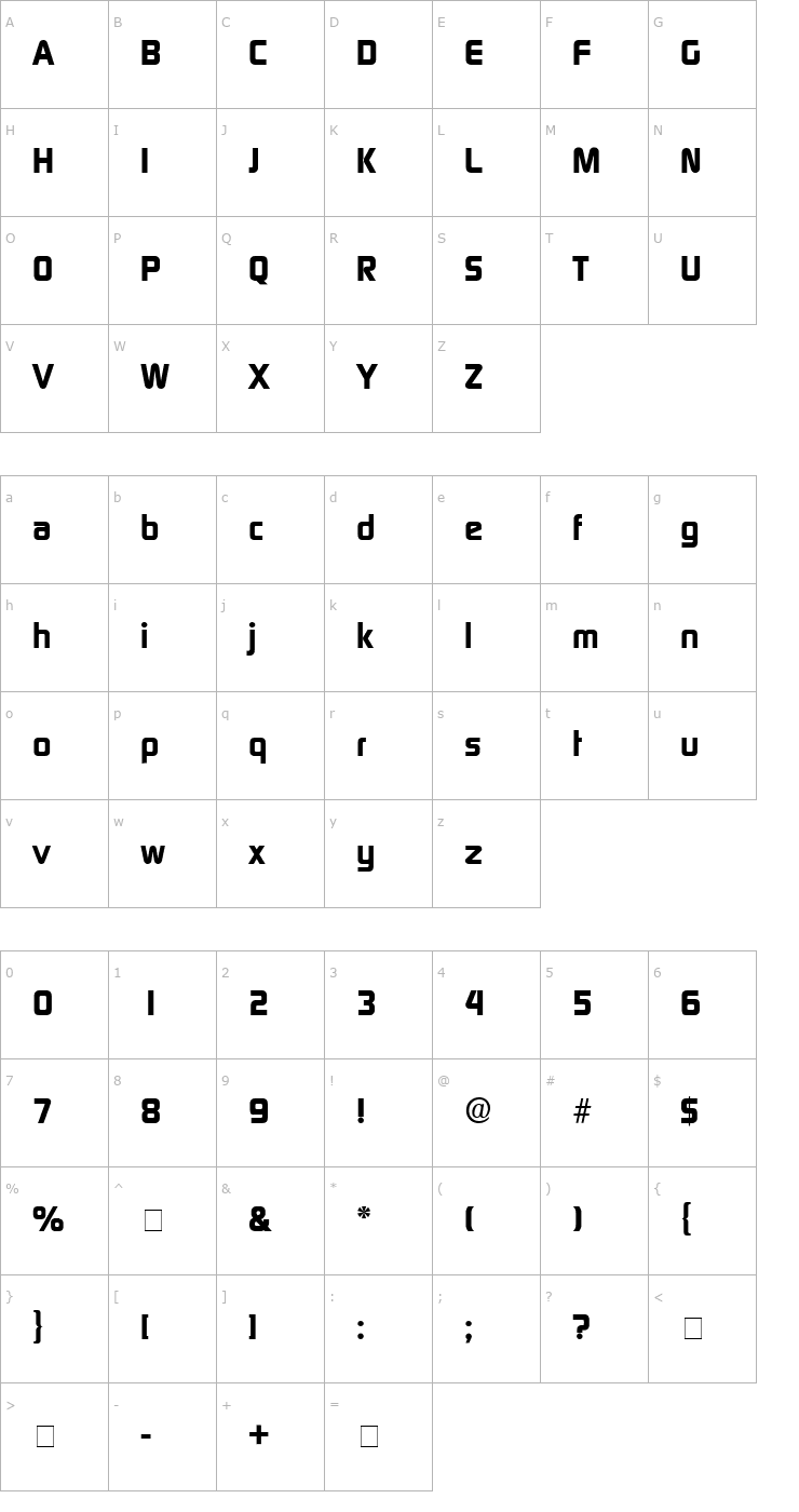 Character Map Bazouk SSi Bold Font