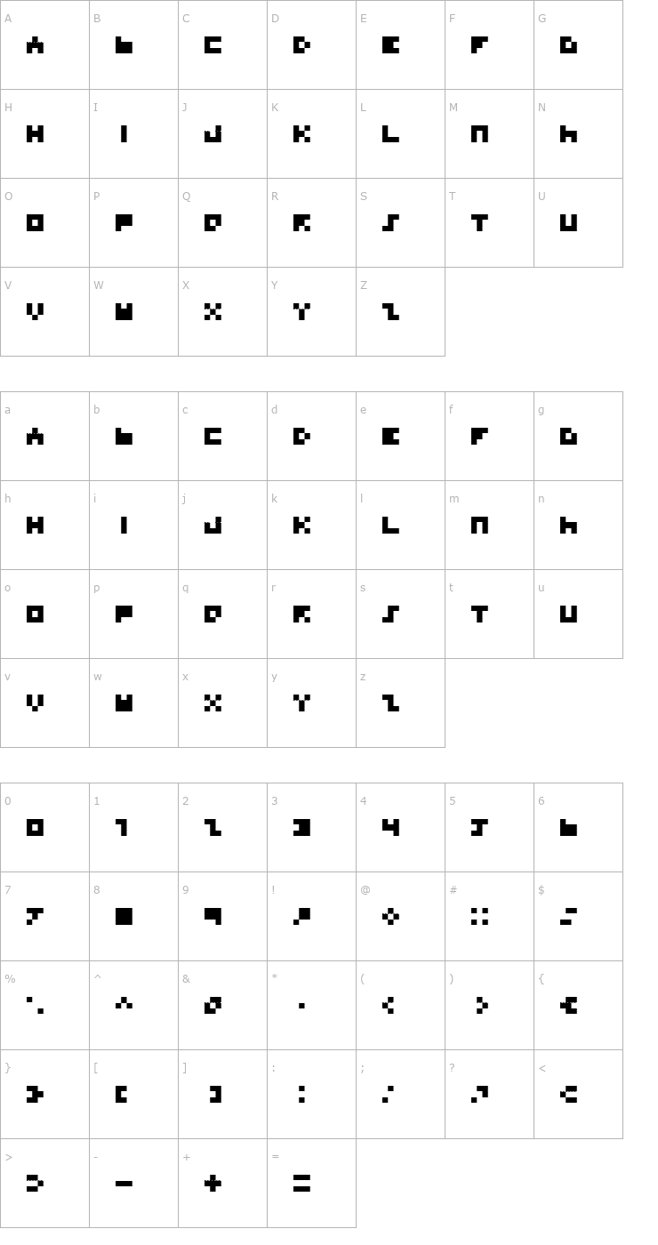 Character Map BD TINYFONT Font