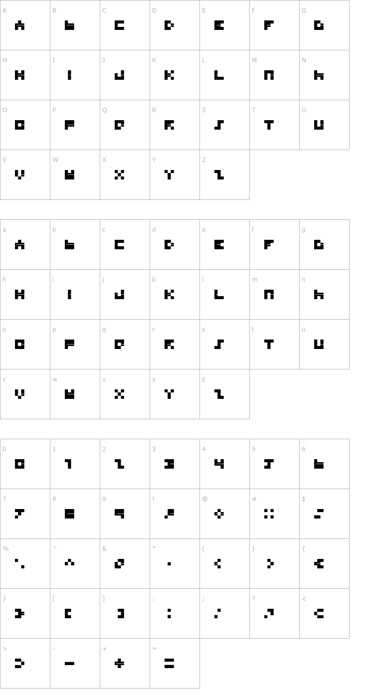 Character Map BD TINYFONT OTF Font