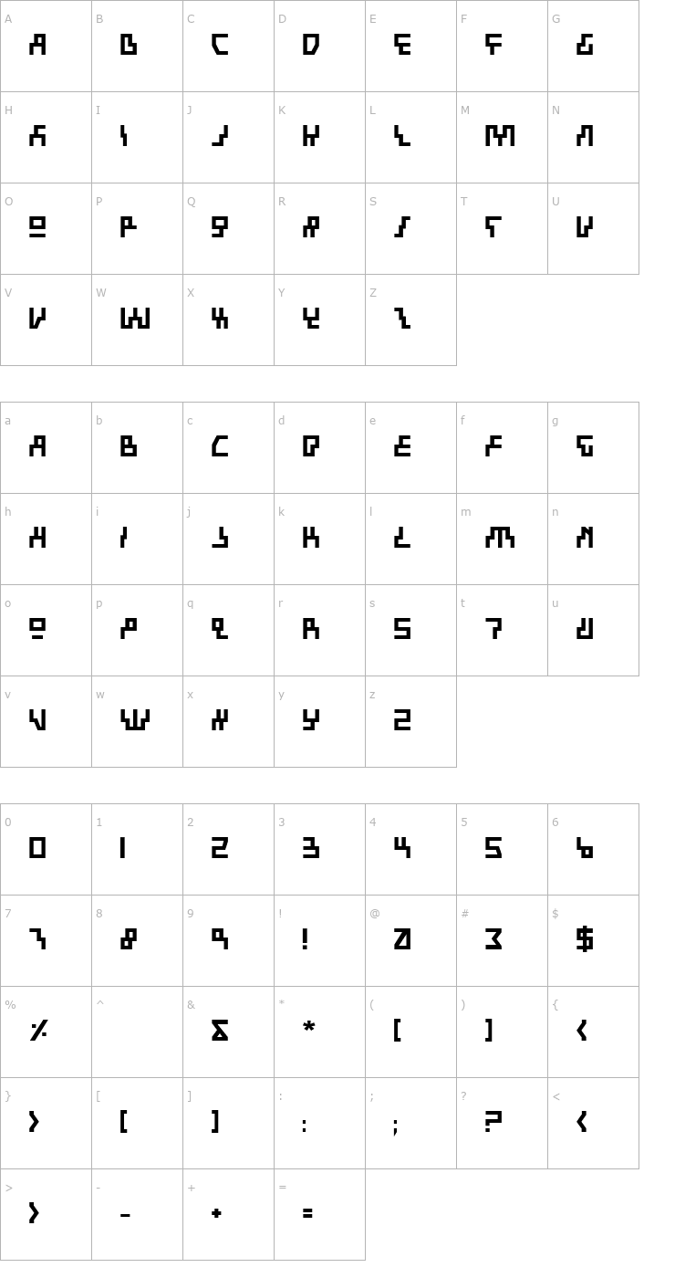 Character Map Beam Rider Bold Font