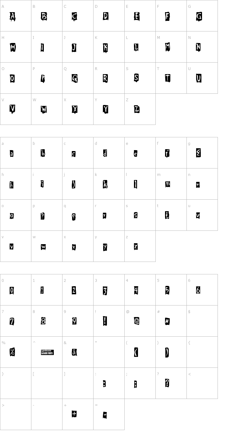 Character Map Beat My Guest Font