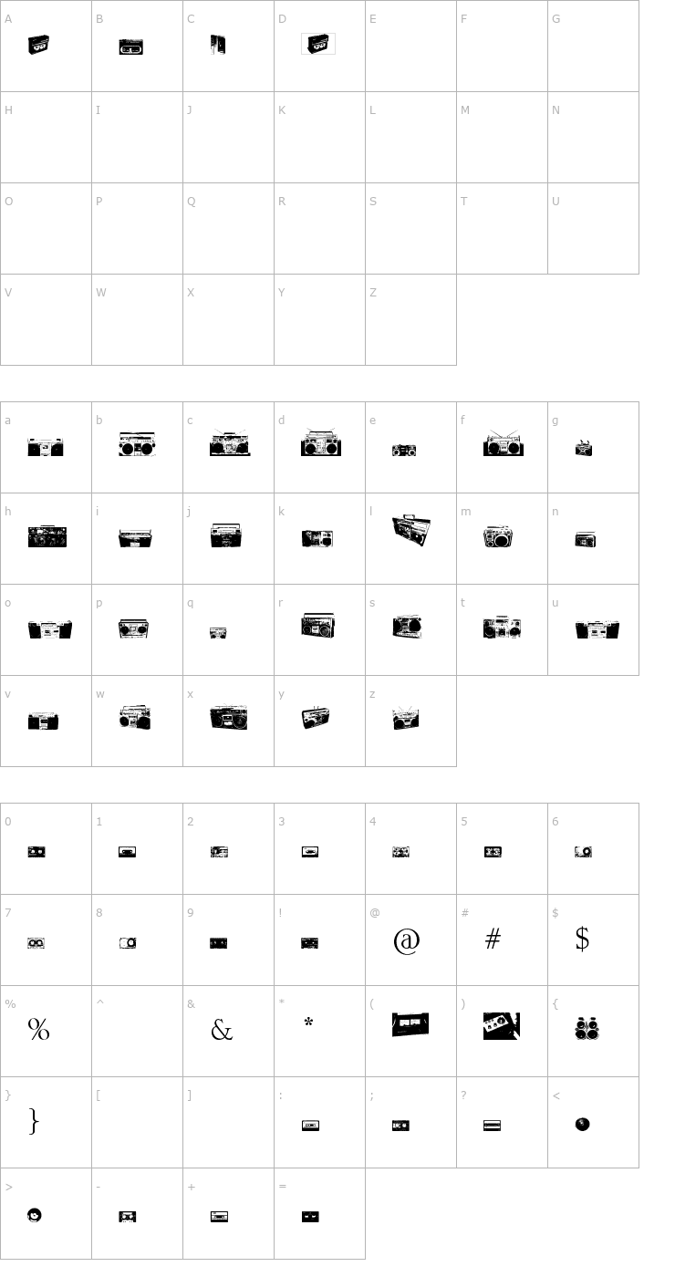 Character Map Beatbox by Mathew Taft Font