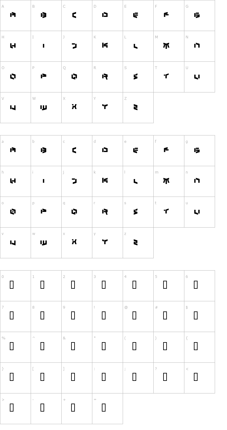 Character Map Bedlam absolute Font