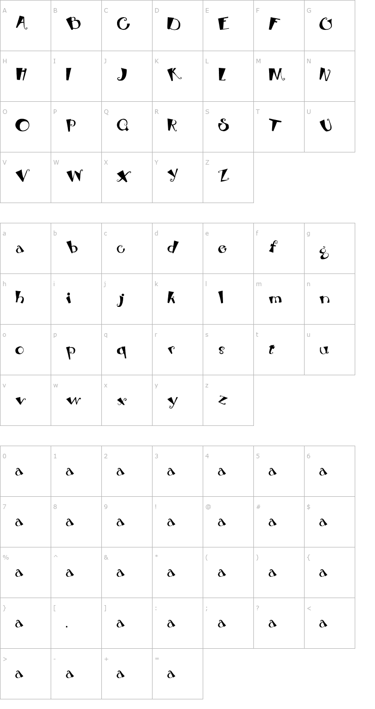 Character Map Beebop Font