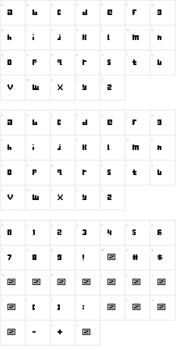 Character Map Begginner Font