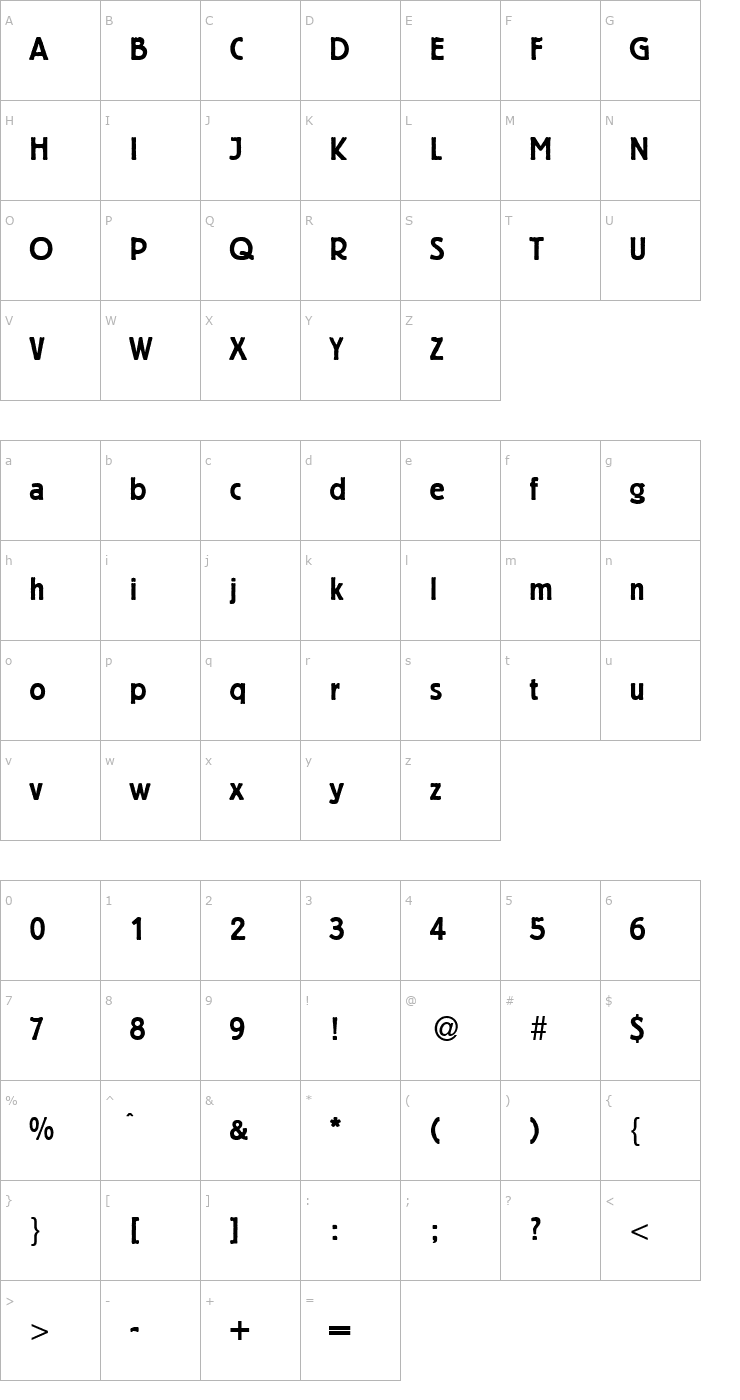 Character Map BeginnerDB Bold Font