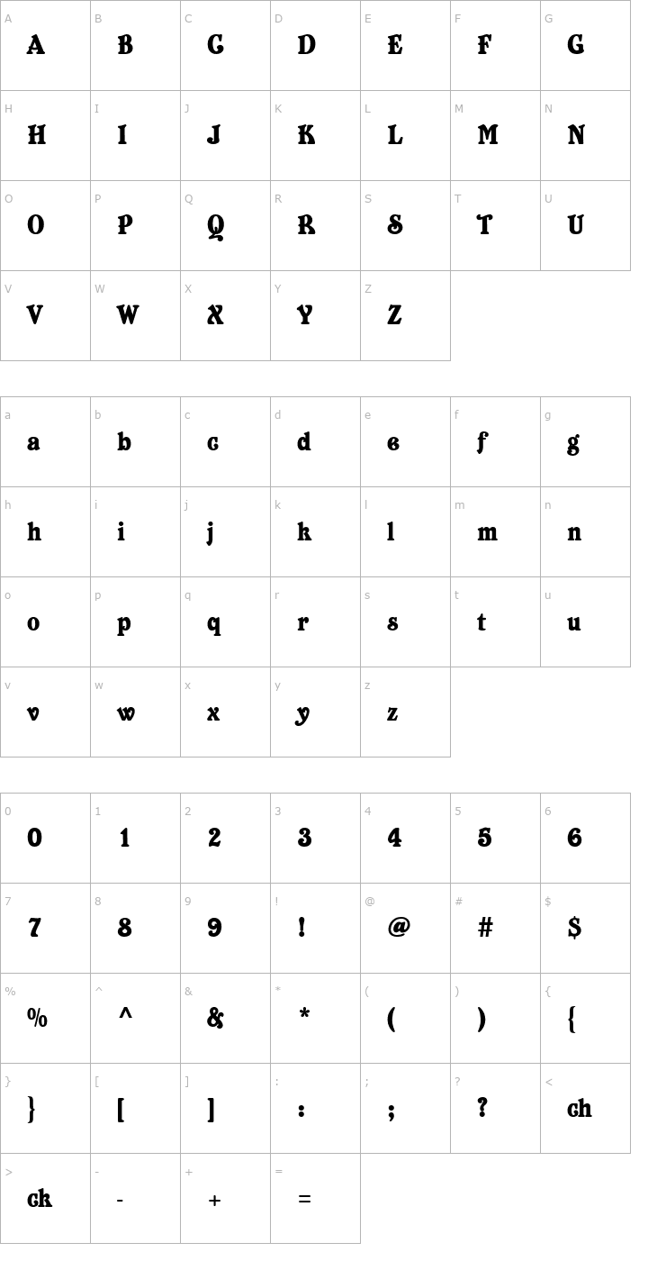 Character Map Belshaw Font