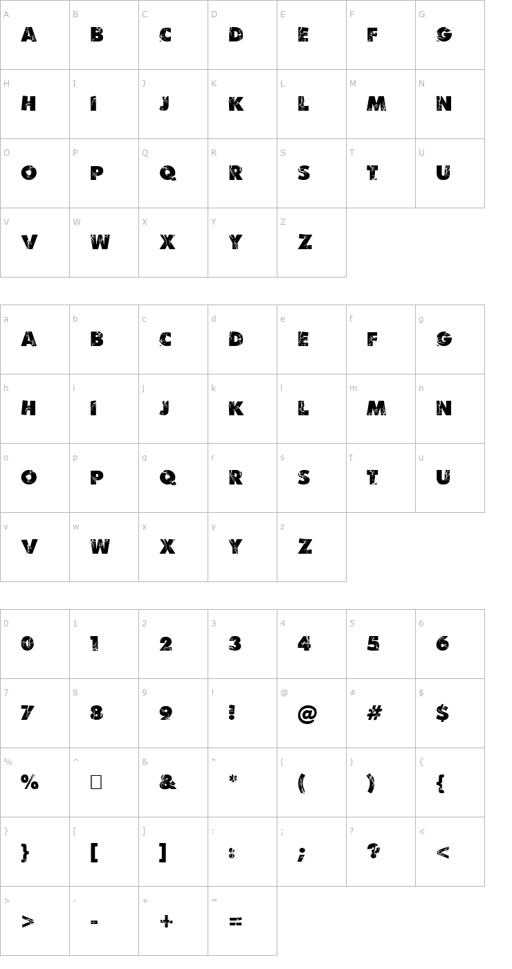 Character Map Ben Krush Font