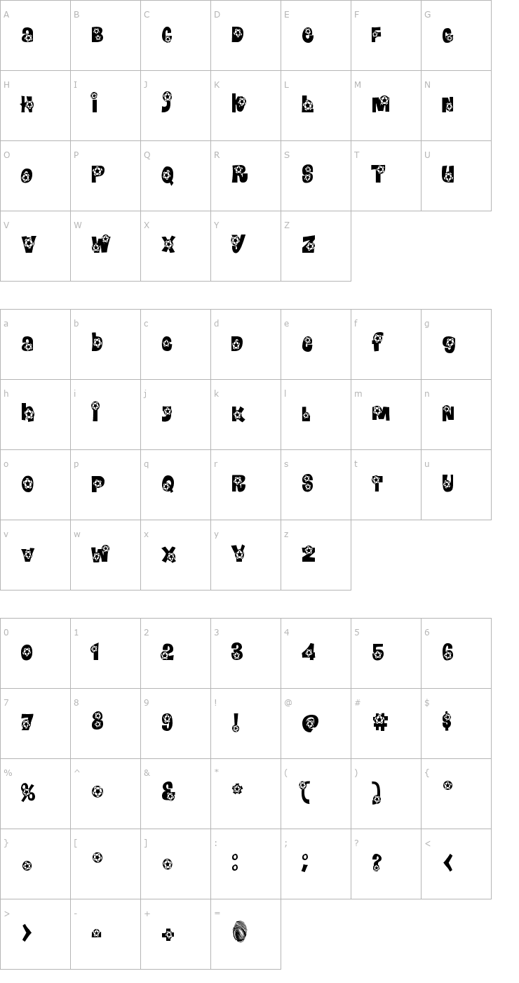 Character Map Bend It Font