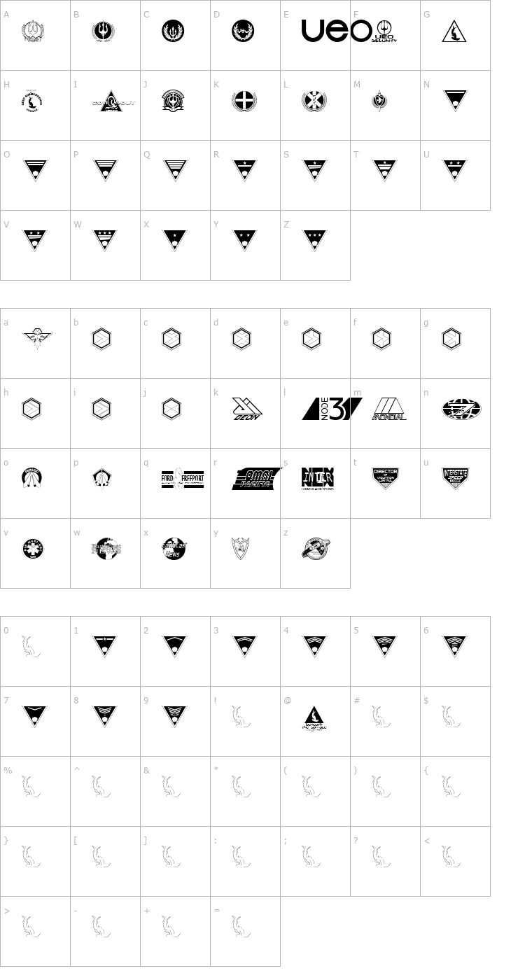 Character Map Beneath the Surface Dingbats Font