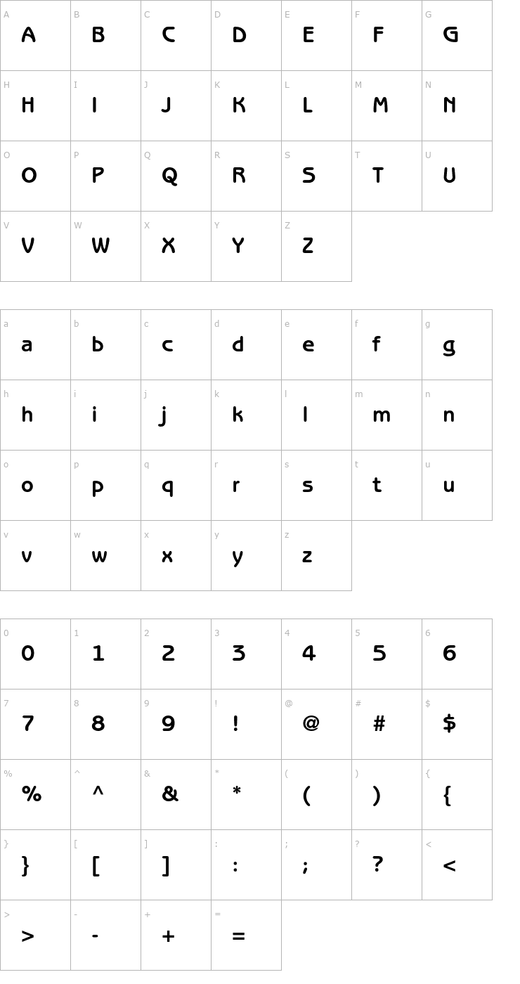 Character Map BenguiatGothicStd-Bold Font