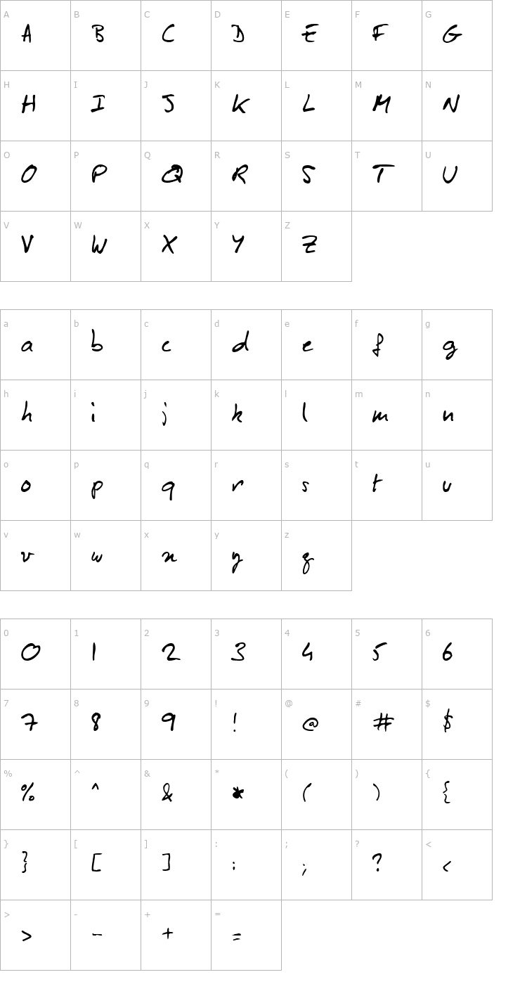 Character Map Benjamin Plain Font