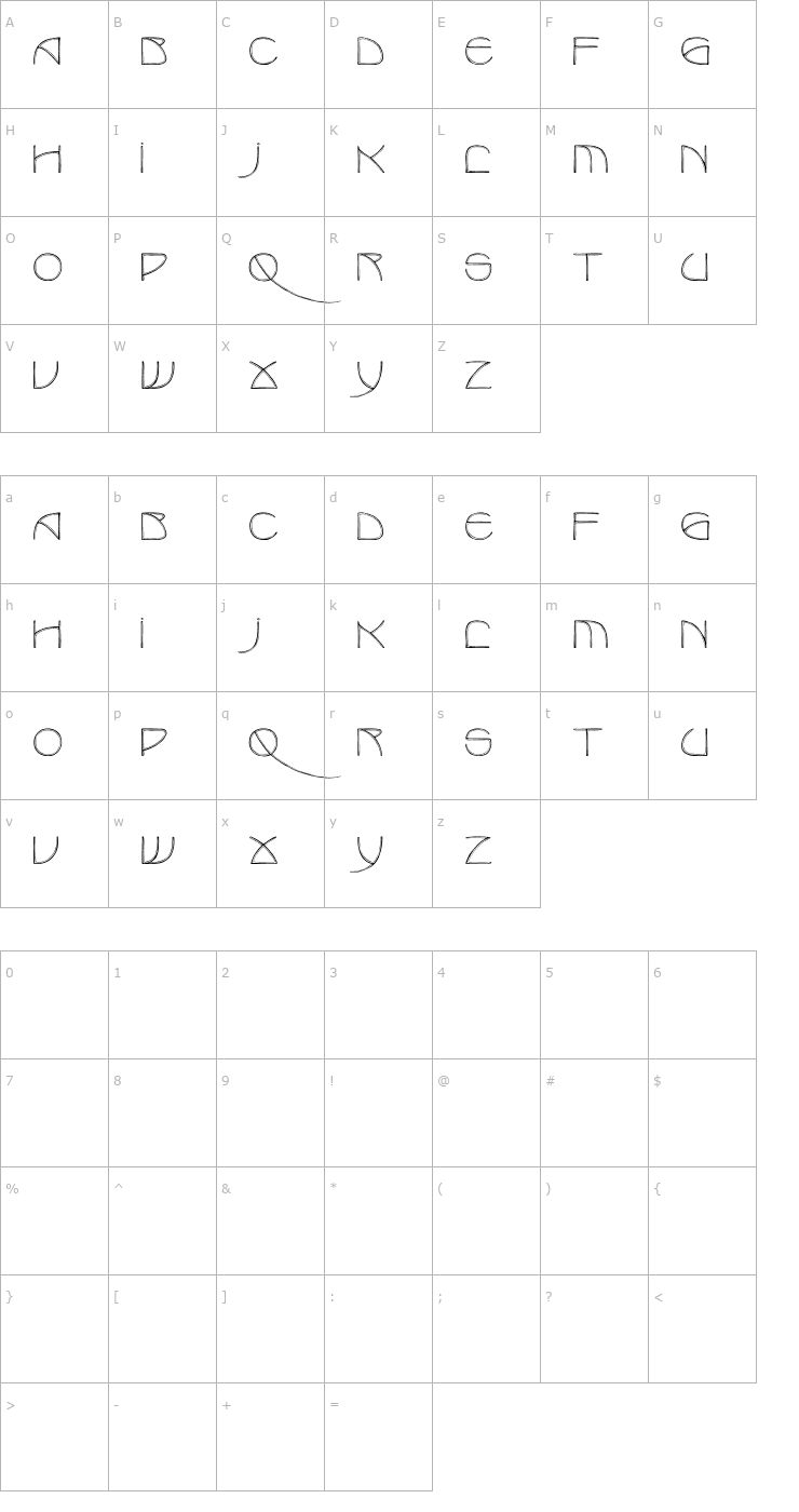 Character Map BenjaminCaps Font