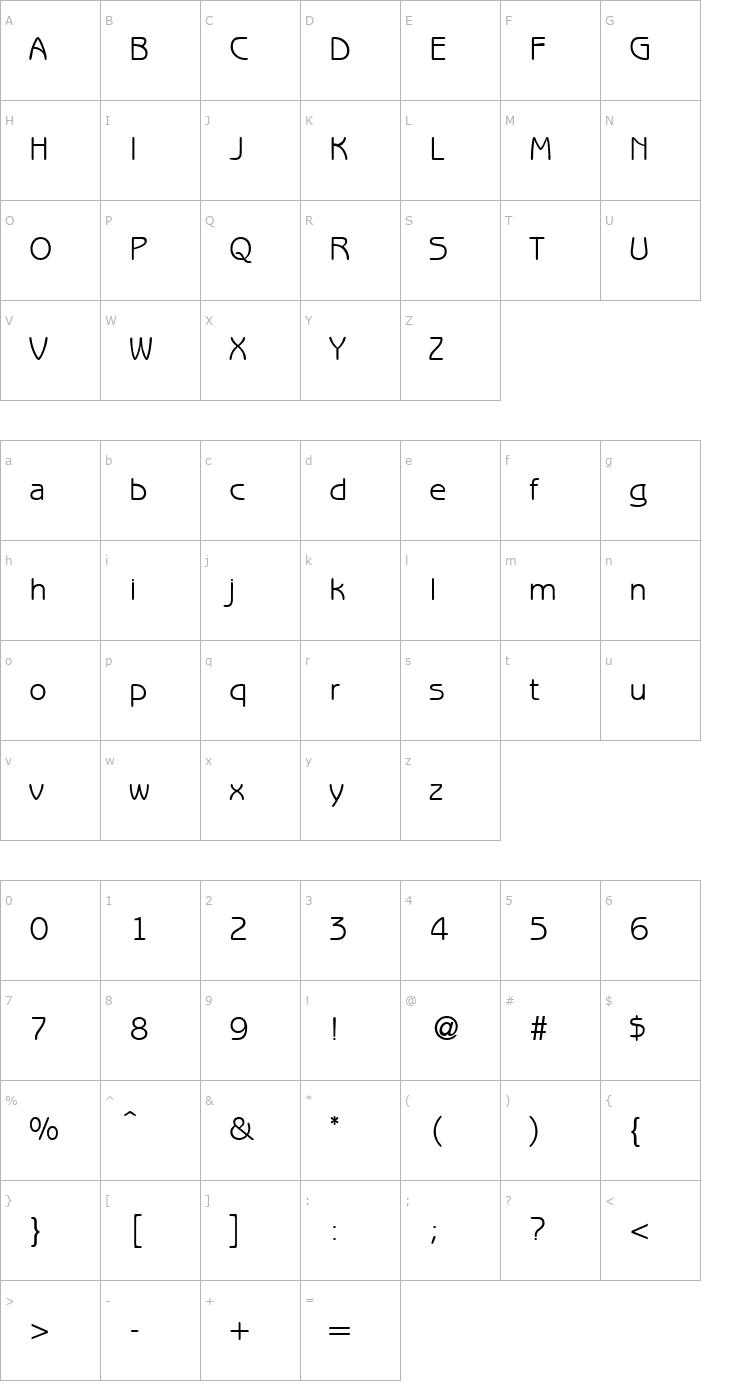 Character Map BenjaminSans-Regular Font