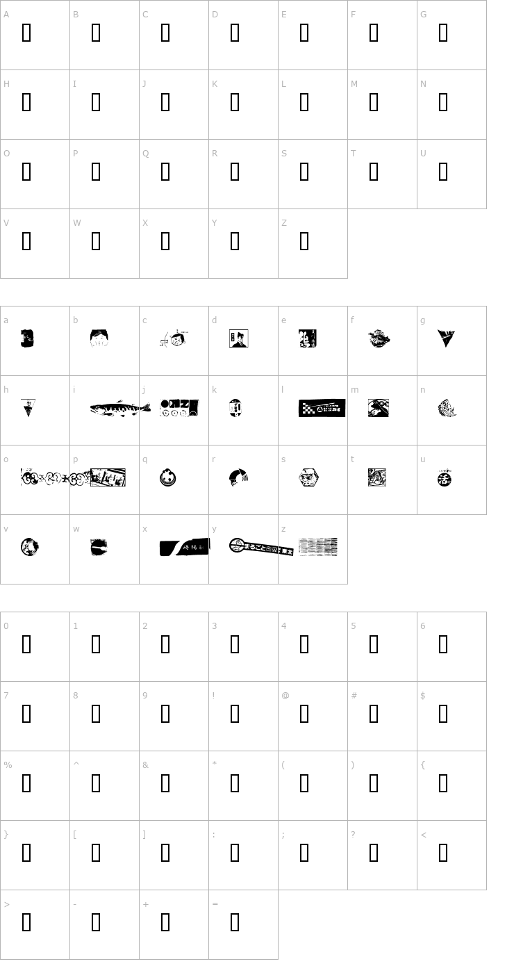 Character Map Bento Box Ni Font