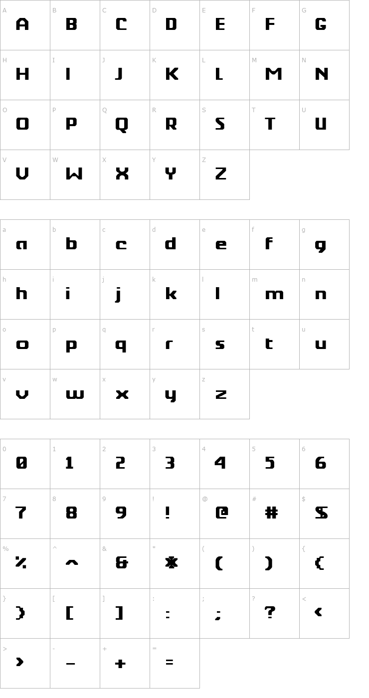 Character Map Berkelium Type Font