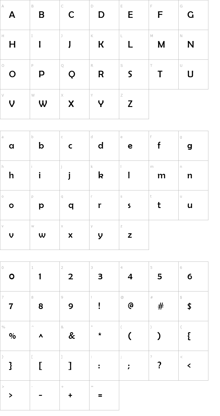 Character Map Berlin Sans FB Font