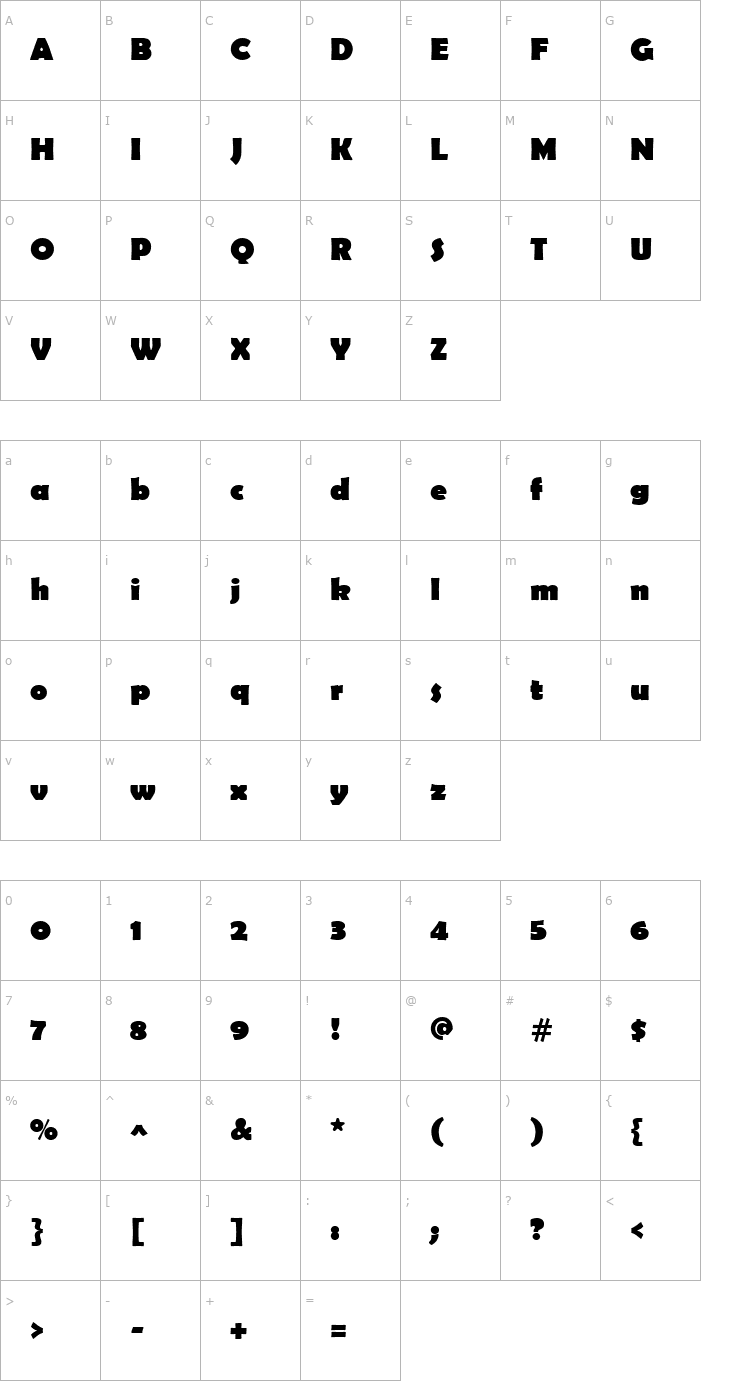 Character Map Berlin Sans FB Bold Font