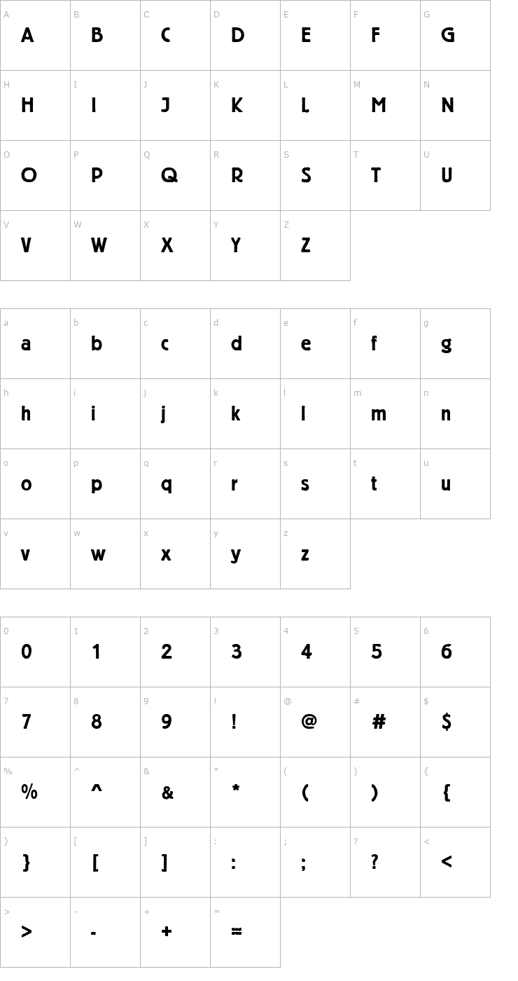 Character Map BerlinerGroDDemBol Font