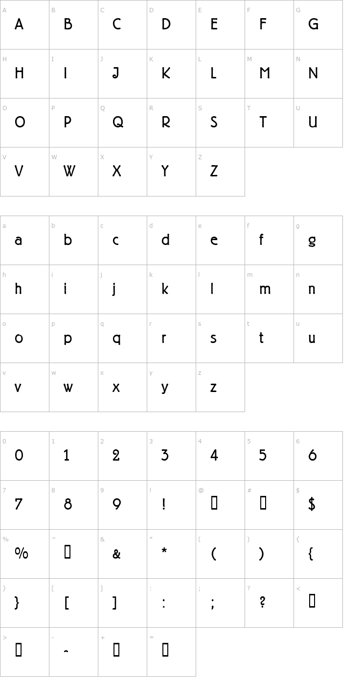 Character Map BerlinerGrotesk Light Font