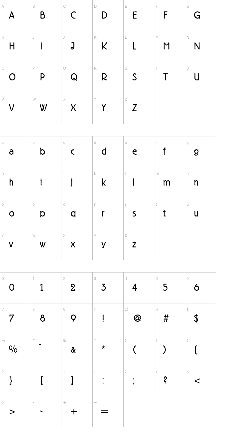 Character Map BerlinGrotesk-Regular Font