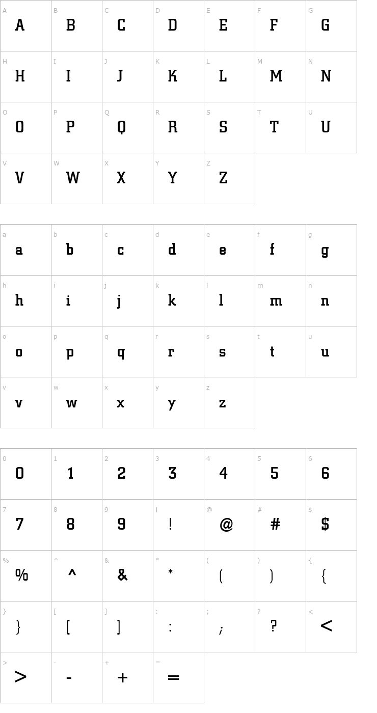 Character Map BertholdCity-Medium Font