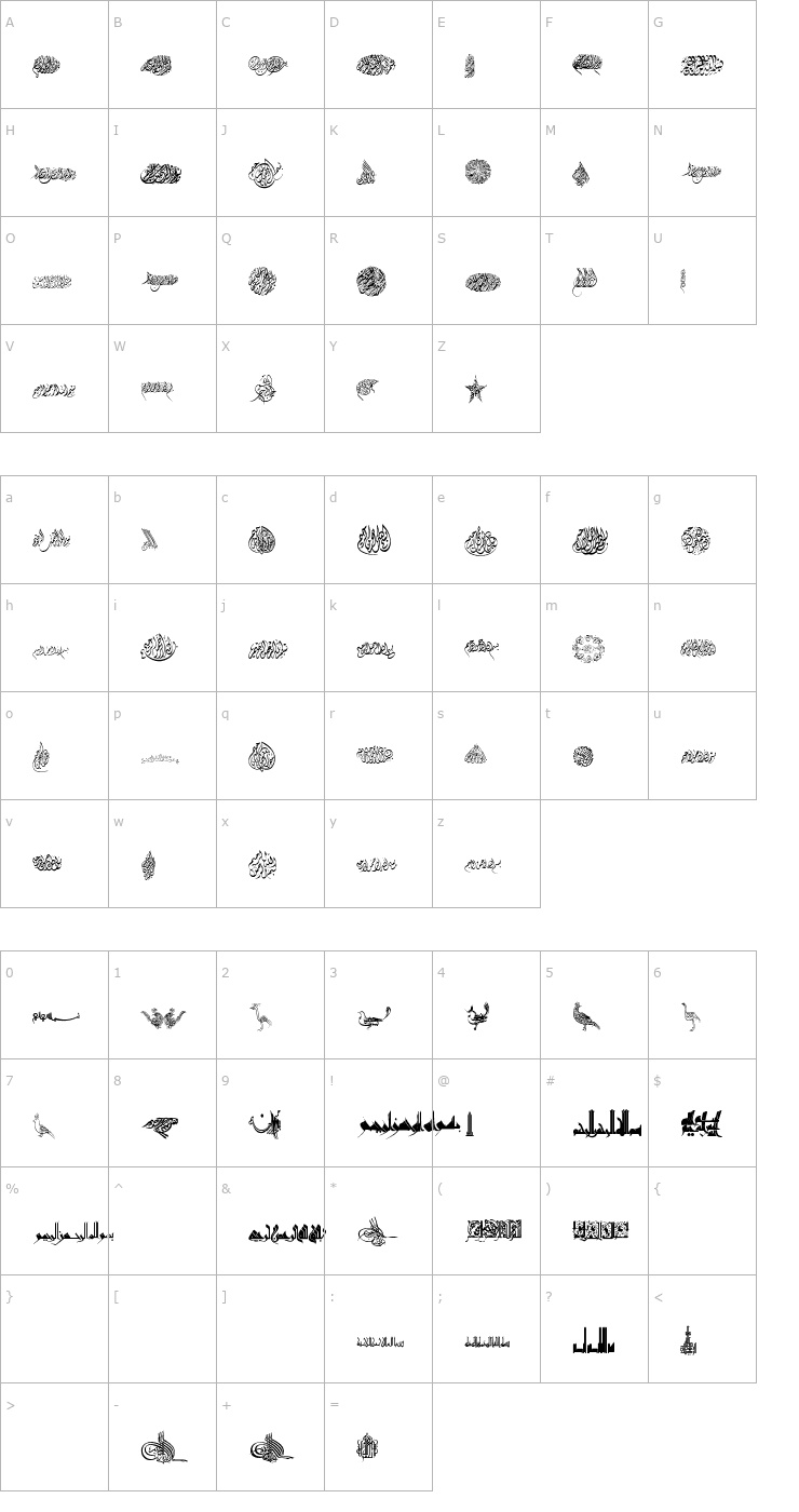 Character Map Besmellah 3 Font