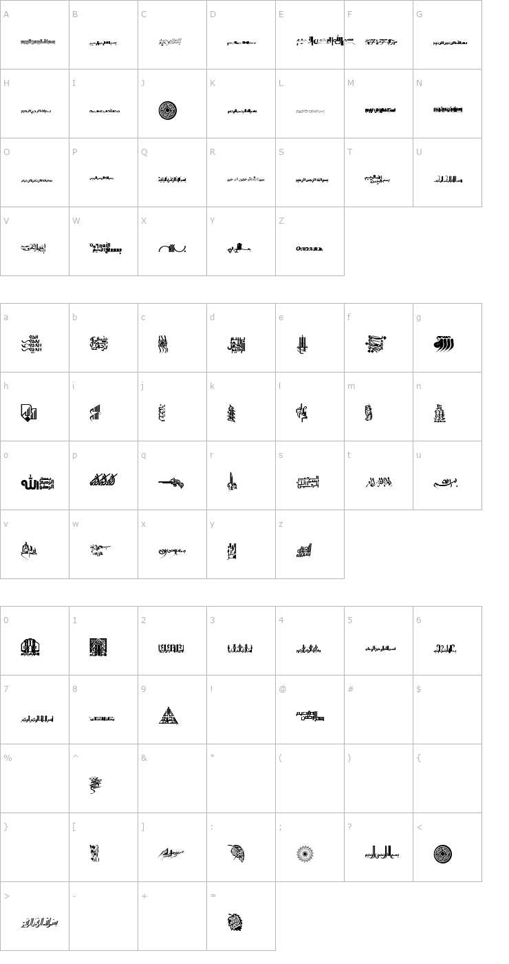 Character Map Besmellah 4 Font