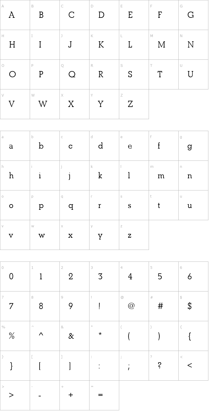 Character Map BetonEF-DemiBold Font