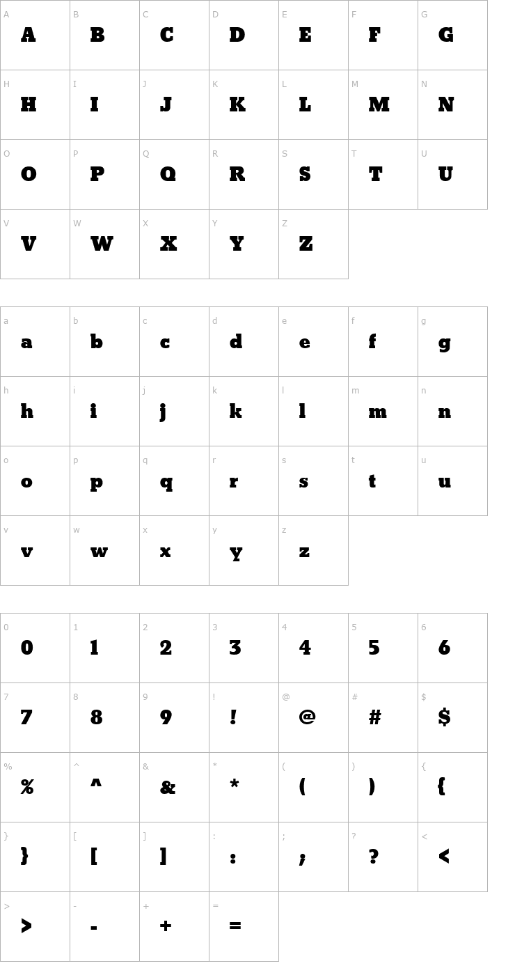 Character Map BetonPExtBol Font