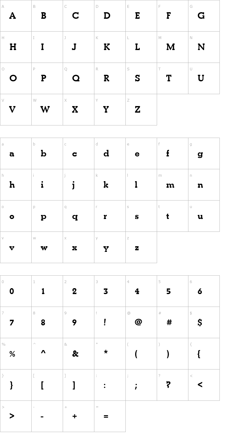 Character Map BetonTBol Font