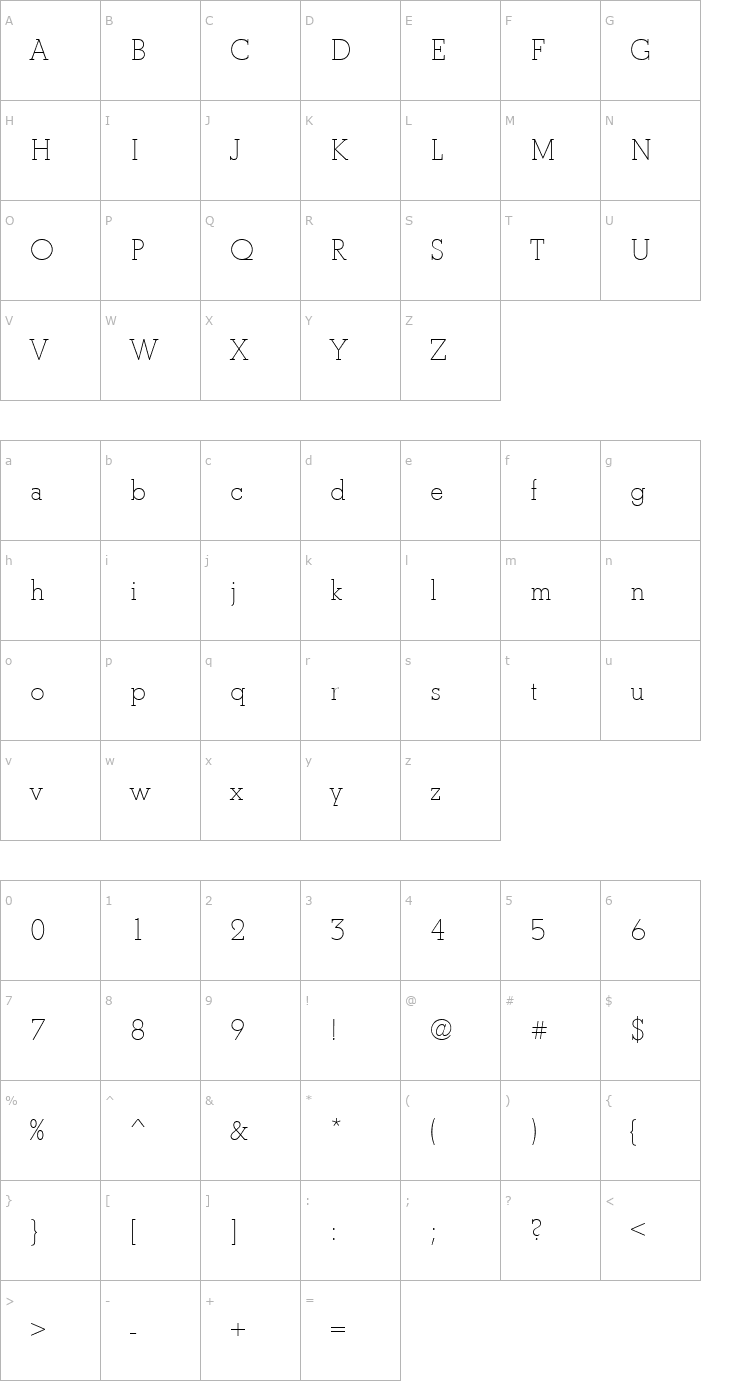 Character Map BetonTLig Font