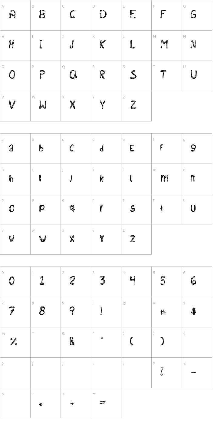 Character Map Bichochos Type Font