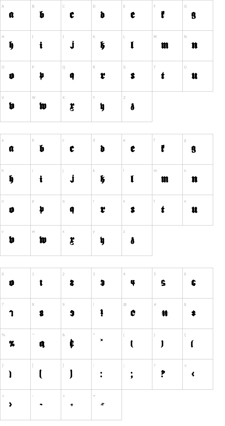 Character Map Biergarten Font