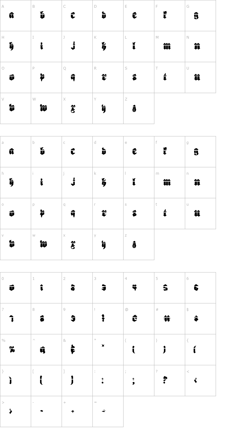 Character Map Biergarten Laser Font