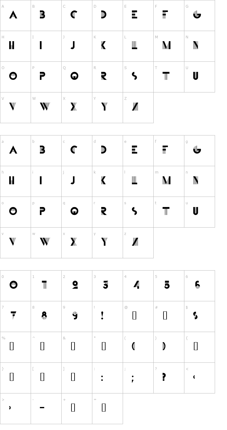 Character Map Bifur Font