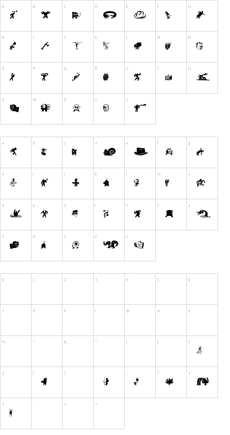 Character Map BigCheeseDark Medium Font