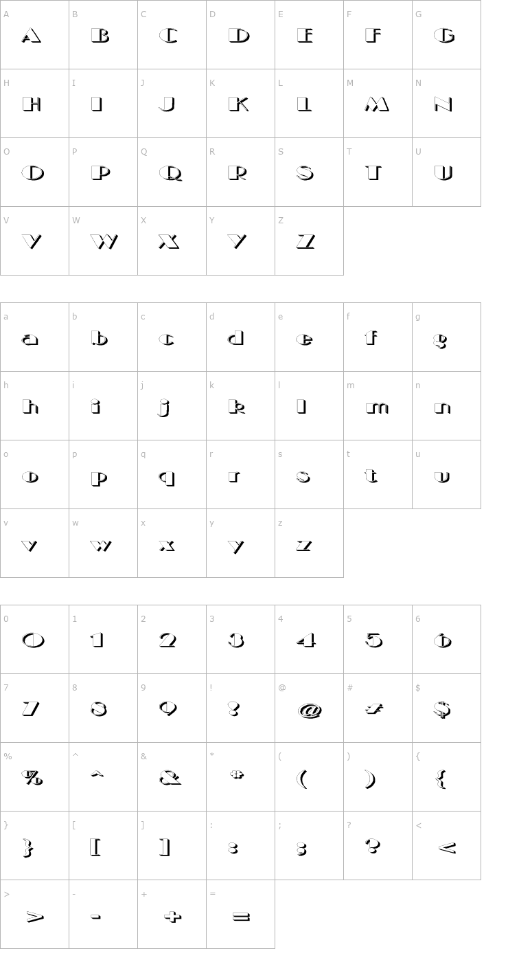 Character Map BIGCSHAD-Normal Extended Font