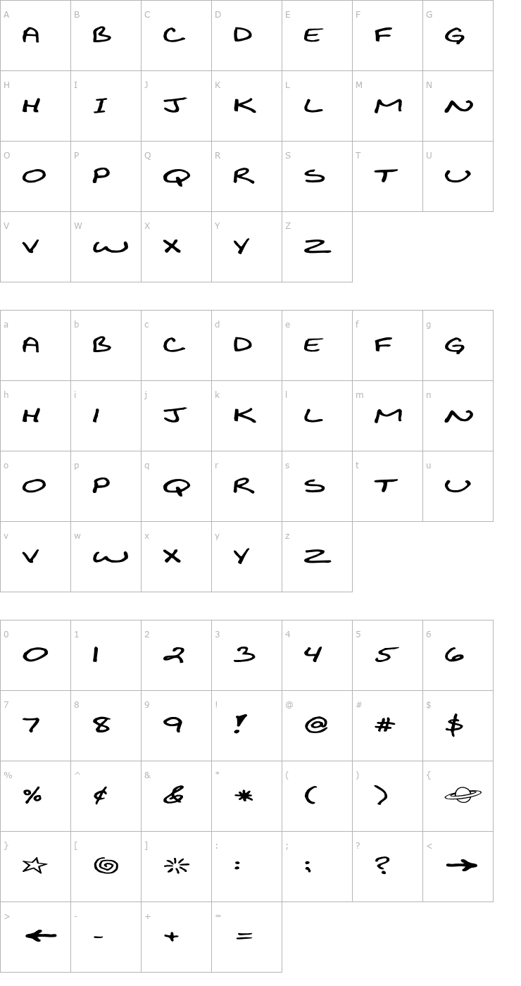 Character Map BiklyBoldFont Extended Font