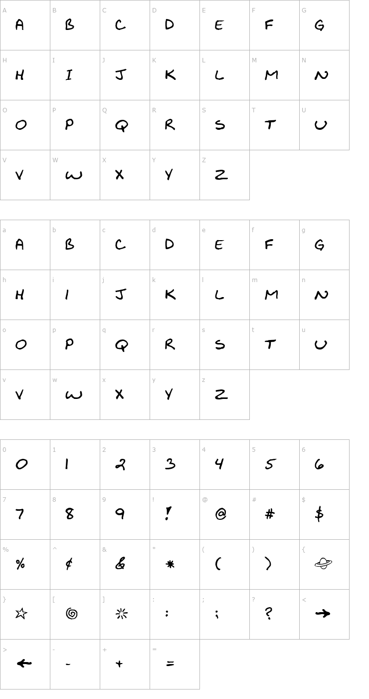 Character Map BiklyBoldFont Font