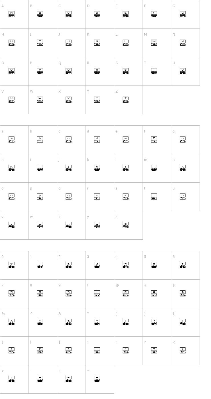 Character Map Binary BRK Font