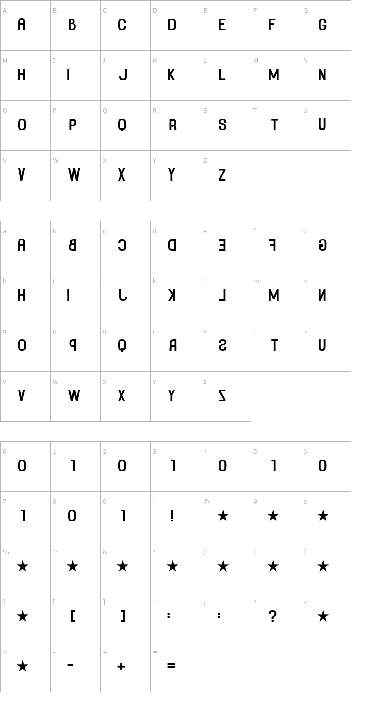 Character Map Binary Font