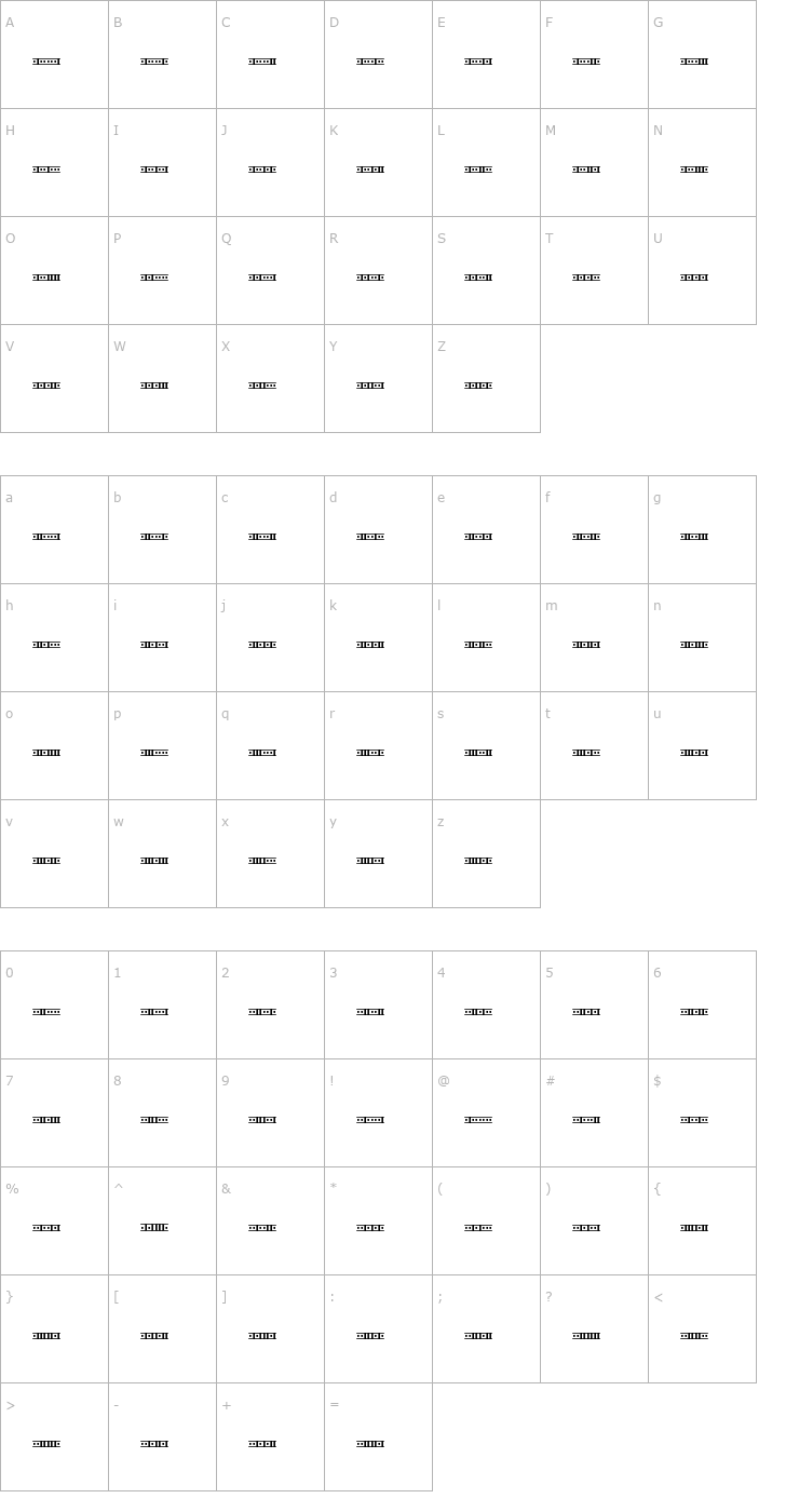 Character Map Binary X 01s BRK Font