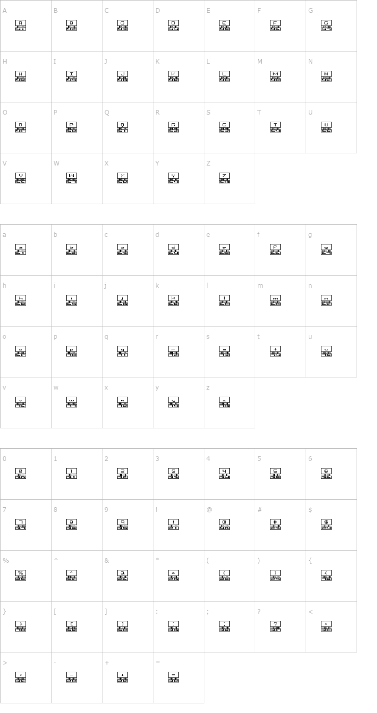 Character Map Binary X BRK Font